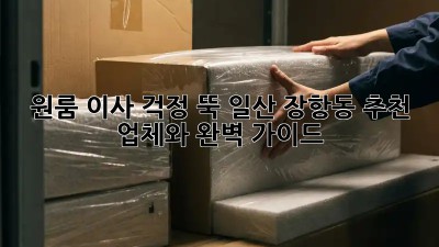 원룸 이사, 걱정 뚝! 일산 장항동 추천 업체와 완벽 가이드