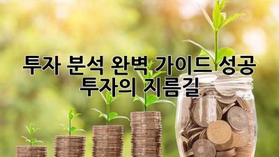 투자 분석 완벽 가이드: 성공 투자의 지름길